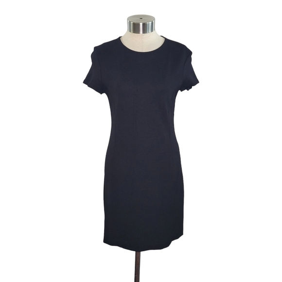 THEORY Black Jatinn K Oxford Knit Short Sleeve Sheath Dress Women's Size 00 - Picture 2 of 12